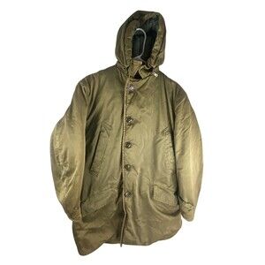 Vintage Golden Fleece Parka Coat Mens Large Green Hooded Quilted Canvas Outdoor